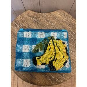 Beaded Blue Coin Purse Wallet Banana Gift Travel Pouch New FAST SHIP